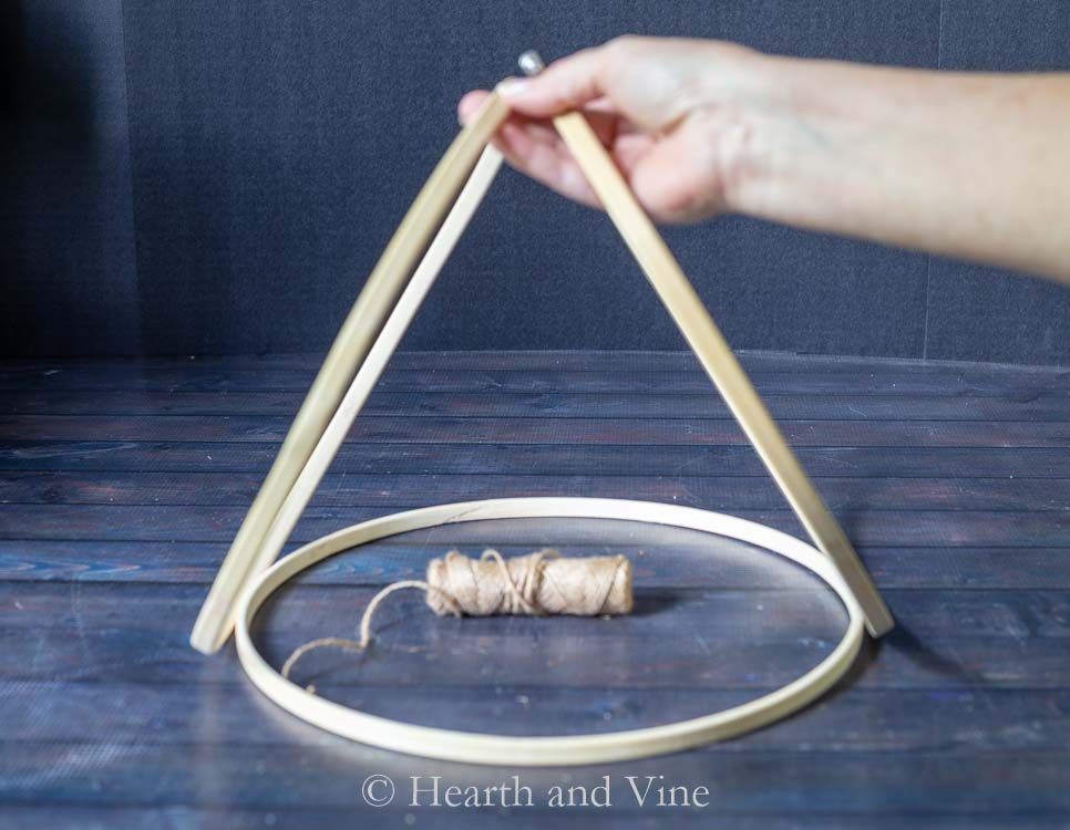 Embroidery hoop teepee