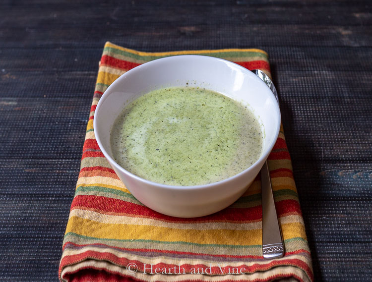 Bowl of creamy poblano pepper soup