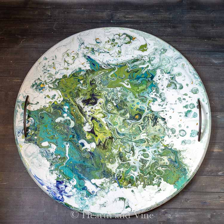 How to Make an Acrylic Pour Painting Wood Tray Hearth and Vine