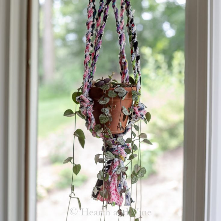 Fabric Twine Plant Hanger Made from Scrap Materials Hearth and Vine