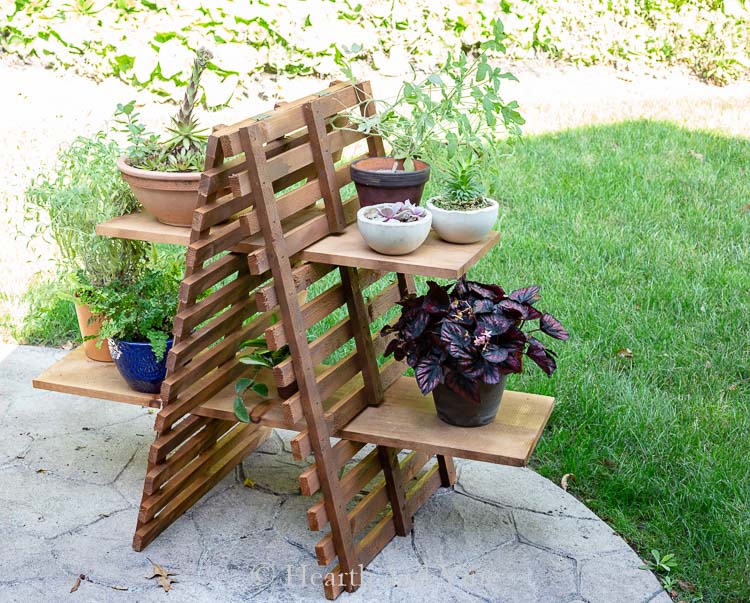 Outdoor wood plant stand