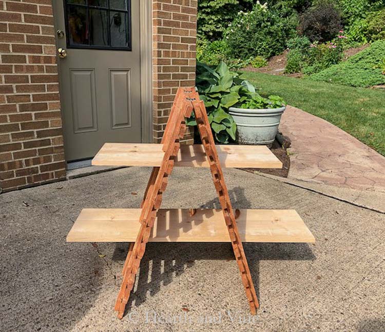 Outdoor wooden plant stand