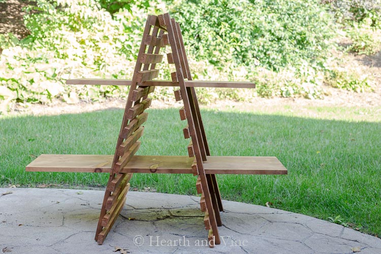 Outdoor plant stand with stain