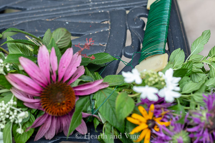 tying off floral wire