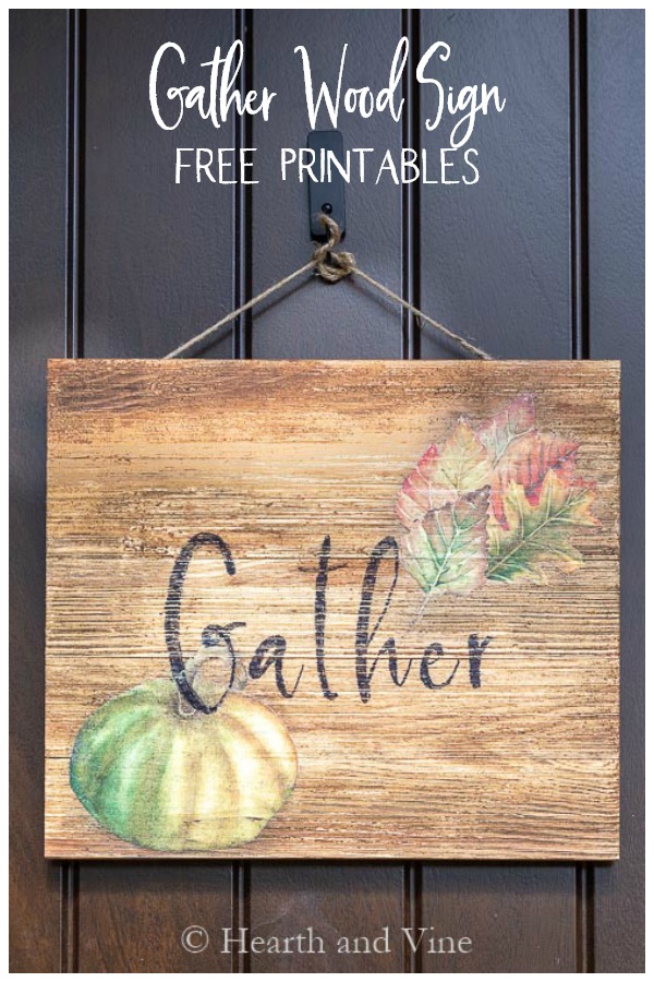 Gather wood sign on front door