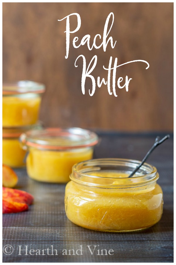Peach butter in jars