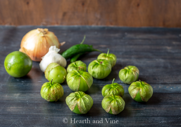 Roasted tomatillo salsa ingredients