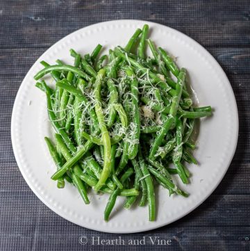 Sauteed fresh green beans on plate