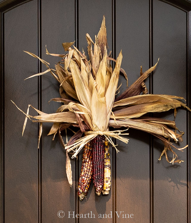 Indian corn swag on door