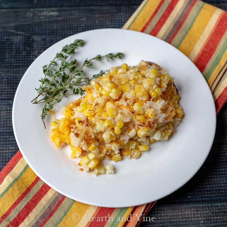 Serving of butternut squash casserole