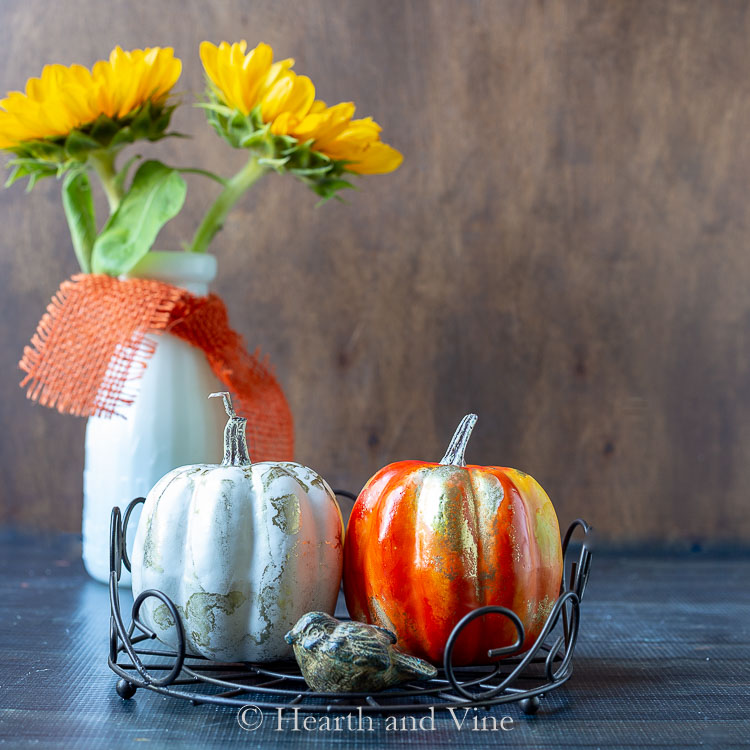 Alcohol ink pumpkins in tray