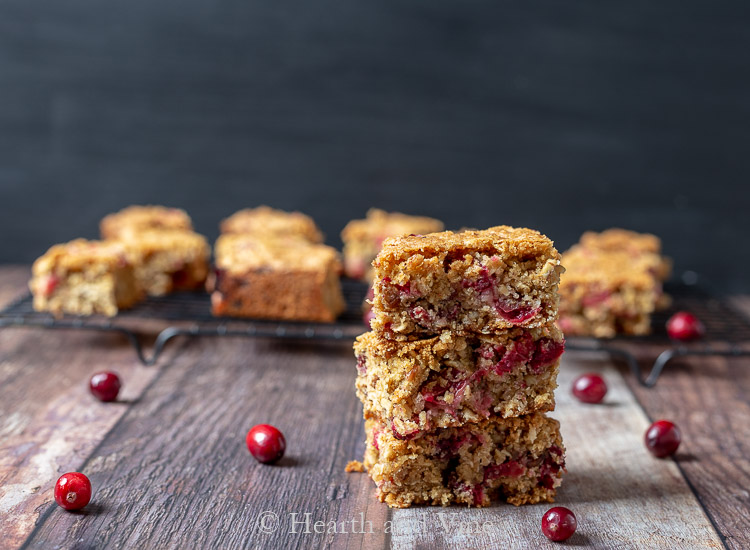 Cranberry oatmeal bars stack