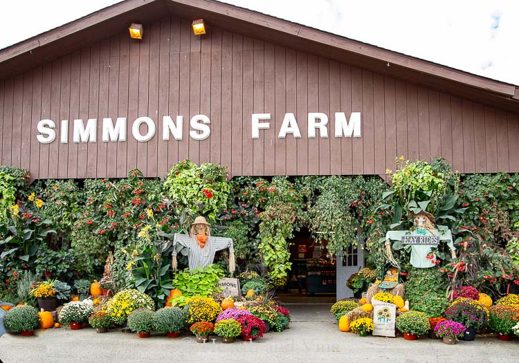 Front of Simmons farm in fall