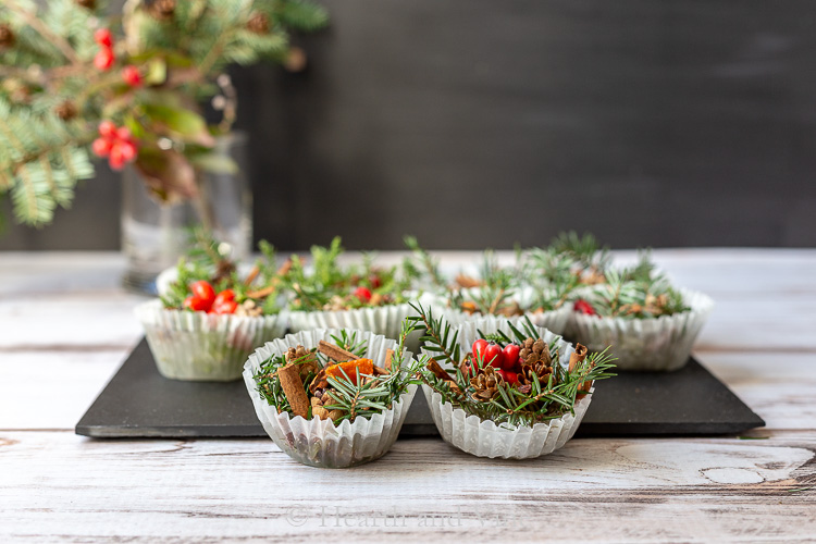 Candle wax melts formed with paper baking cups in a muffin tin