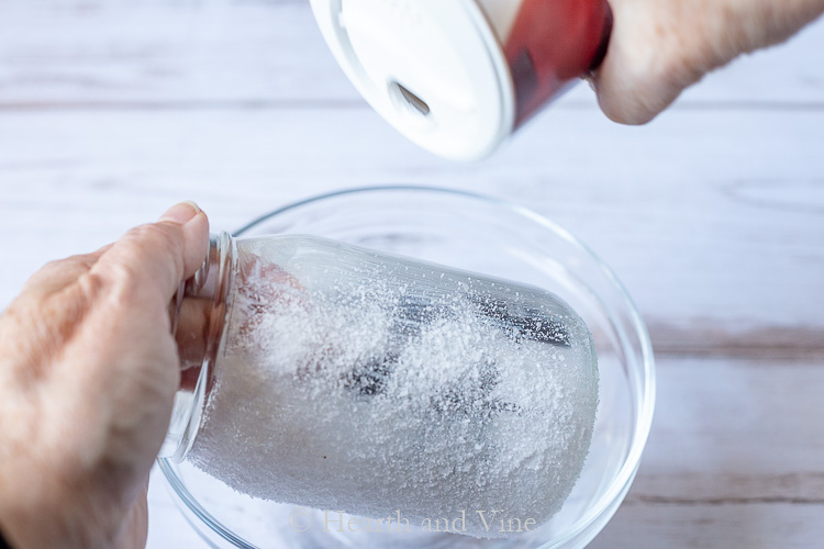 Pouring salt on glue