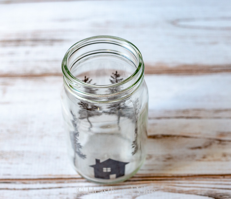 Woodland transparency inside jar