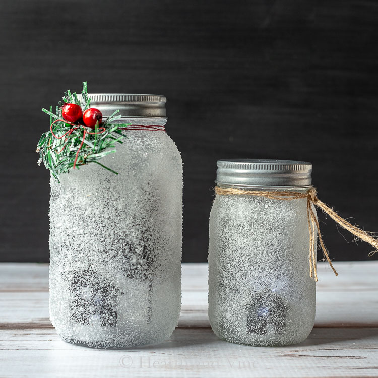 Mason jar luminaries in two sizes