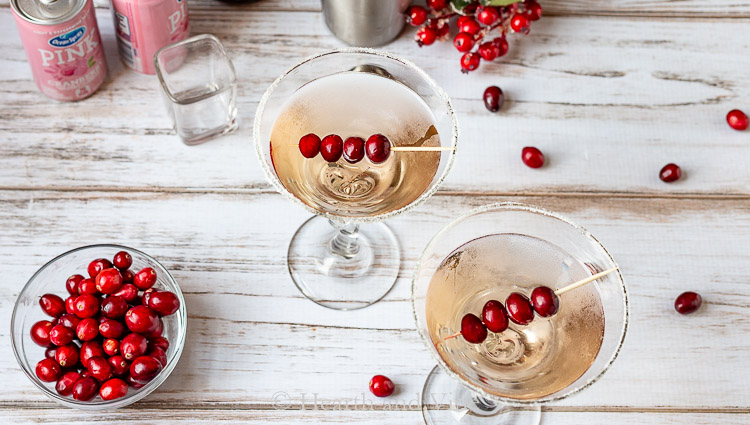 Berry martini glasses from above