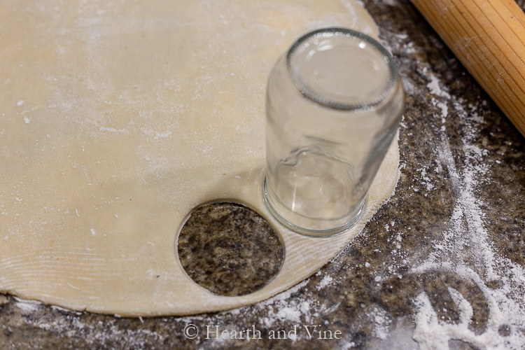 Cutting pie dough rounds with a cup