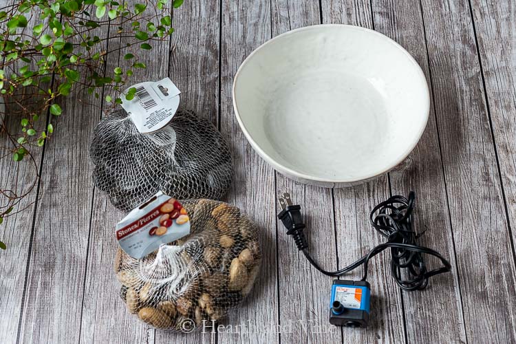 Supplies for indoor water fountain.