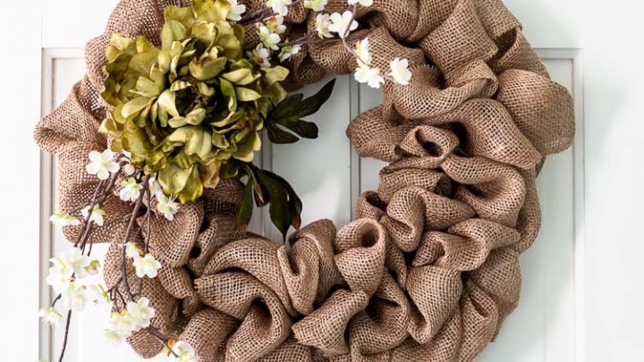 How To Make A Burlap Wreath Adorned With Flowers Hearth And Vine