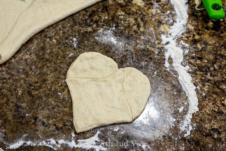 Heart shaped pizza dough