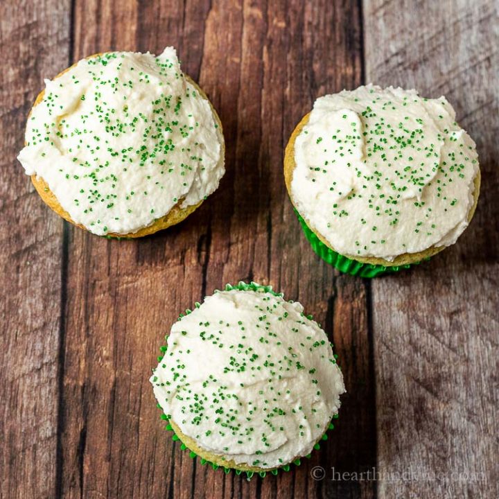 Pistachio cupcakes with sprinkles