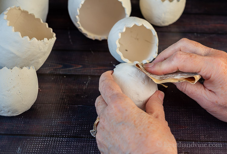 Sanding clay after dried