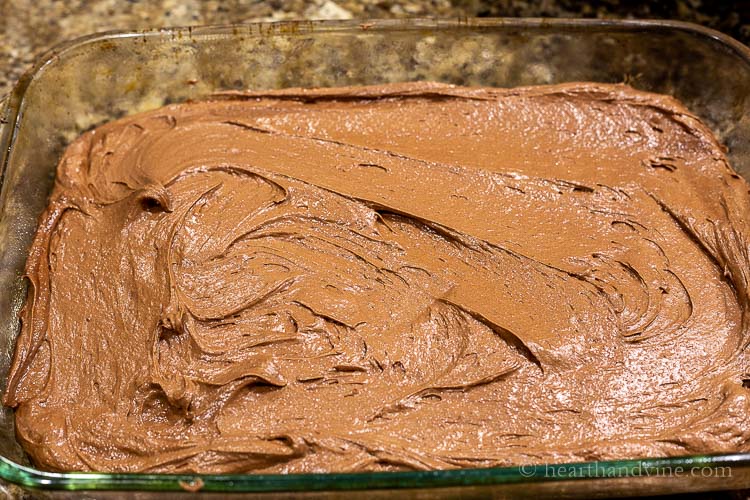 Brownie batter in baking dish