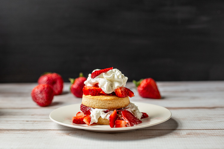 Strawberry shortcake on a plate