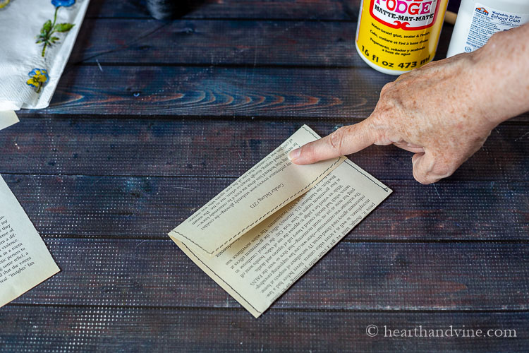 Making a smaller bag/envelope with only one book page.