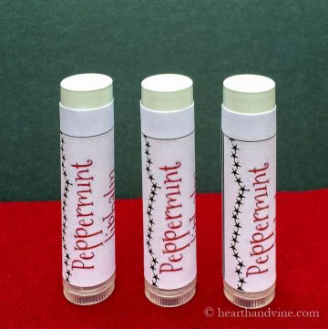 Three homemade peppermint lip balms