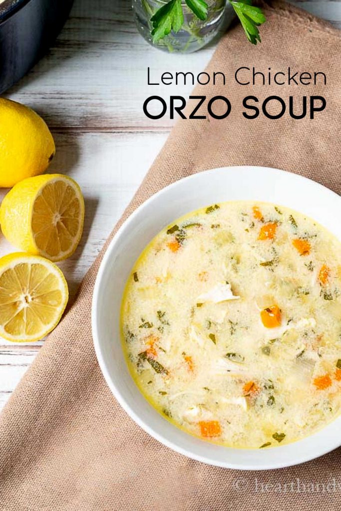 Bowl of Lemon Chicken Orzo Soup