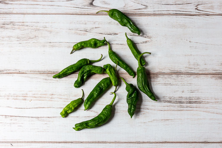 Shishito peppers on the table.