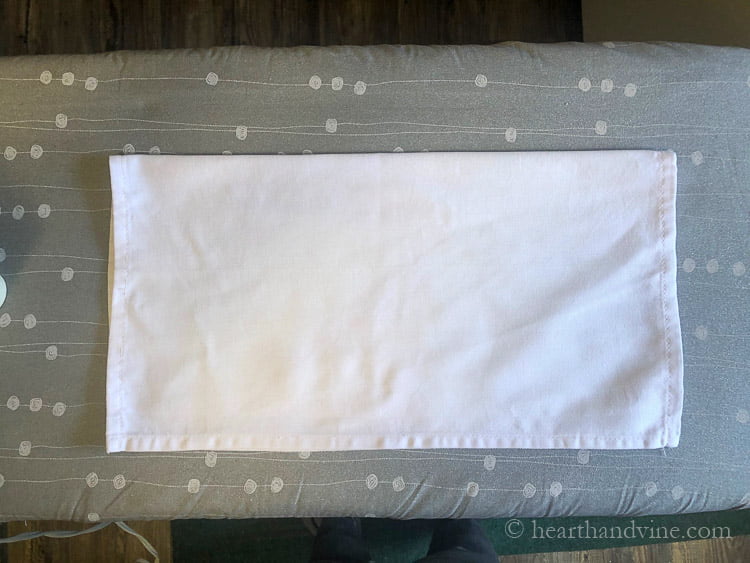 Square napkin folded in half