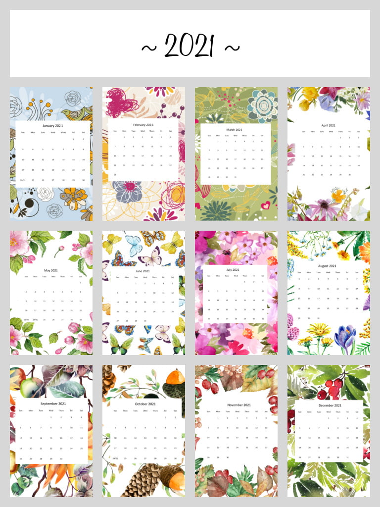 2021 Calendars by the Month - Free to Print and Use