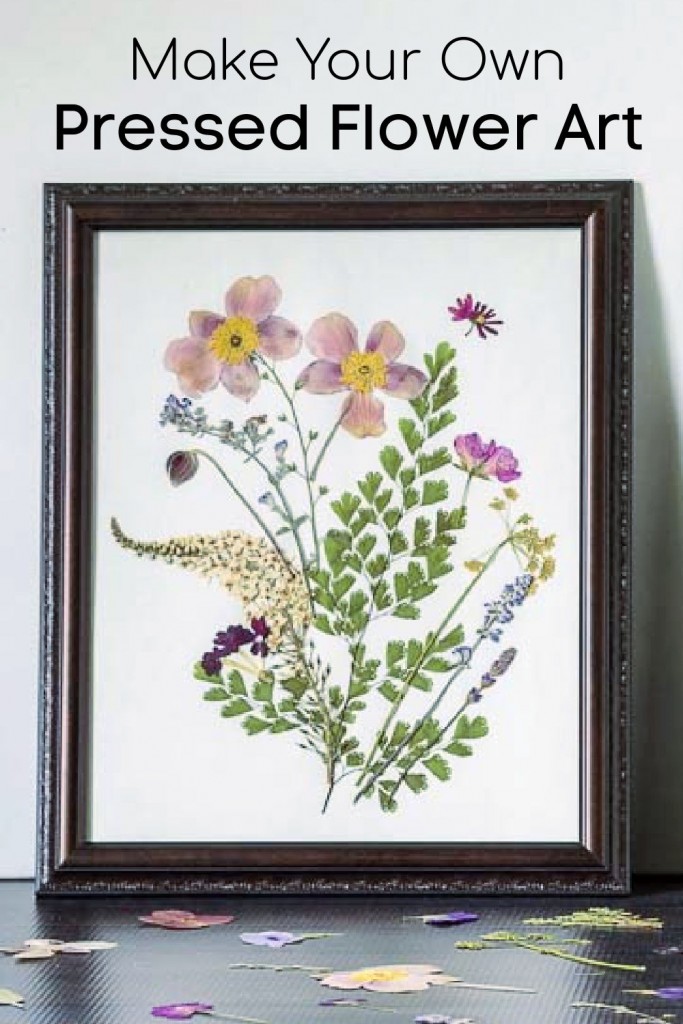 Hanging framed pressed flower art.