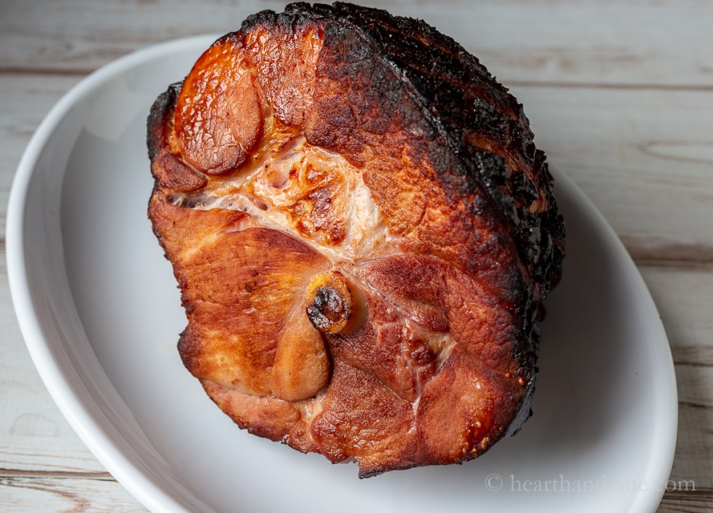 Brown sugar glazed baked ham.