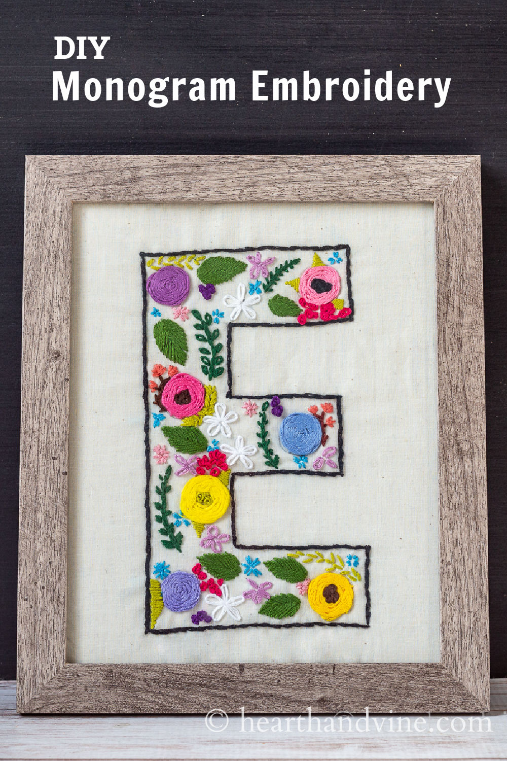 Easy Hand Embroidered Monogram Letter Art Tutorial