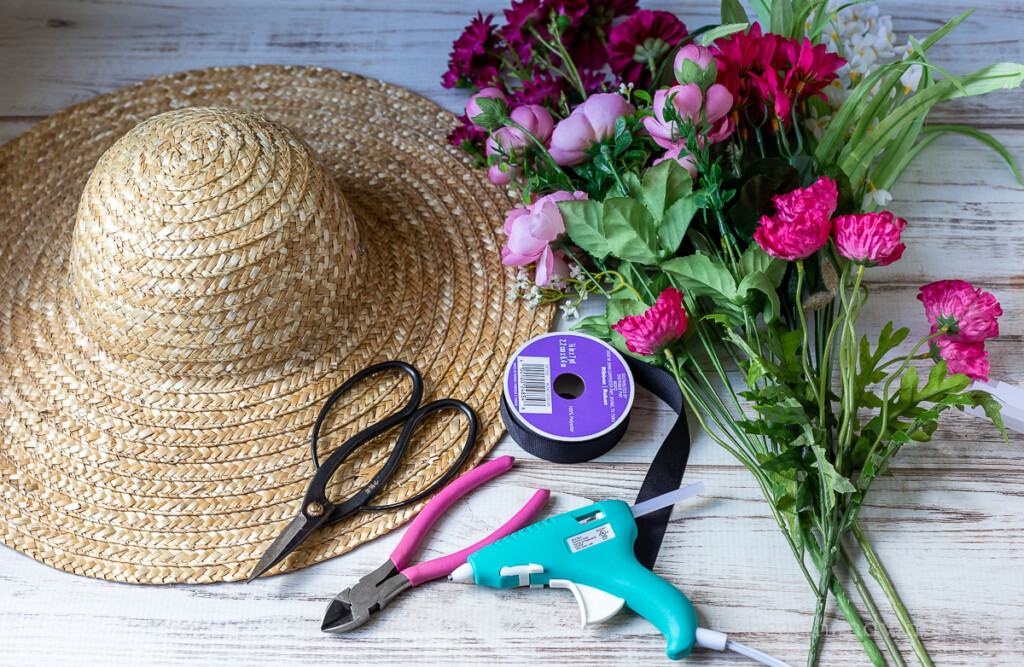 straw hats decorated with flowers