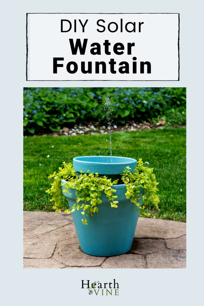 DIY solar water fountain that doubles as a planter from clay pots.