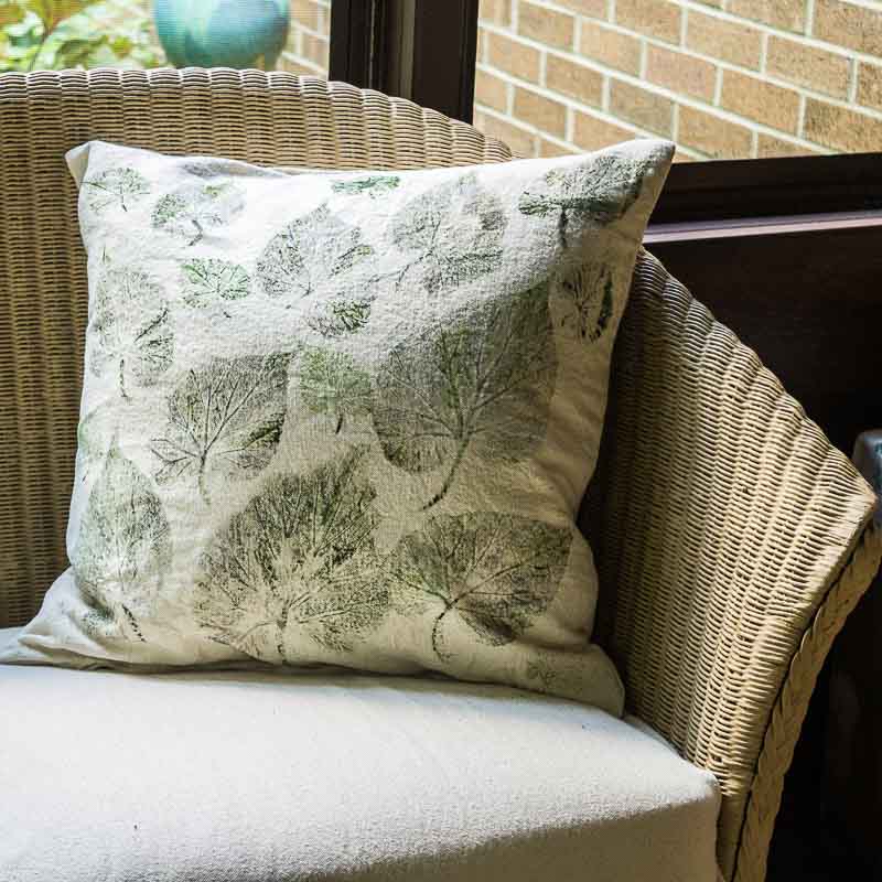 Begonia printed drop cloth pillow