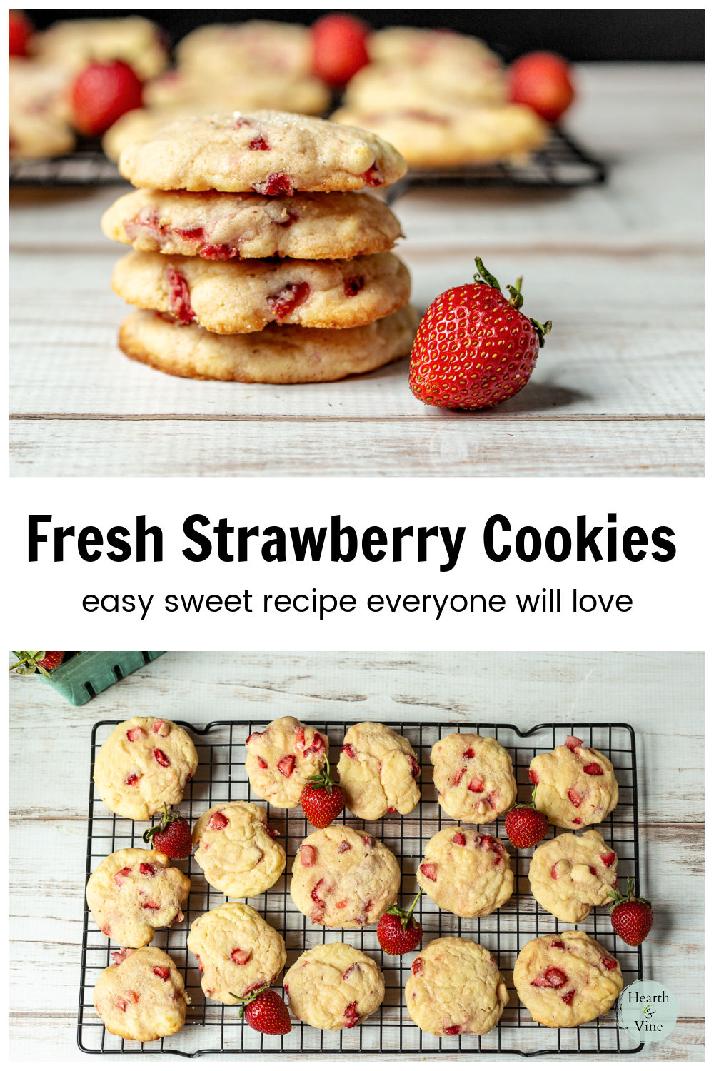 Strawberry Cookies Made with Fresh Strawberries