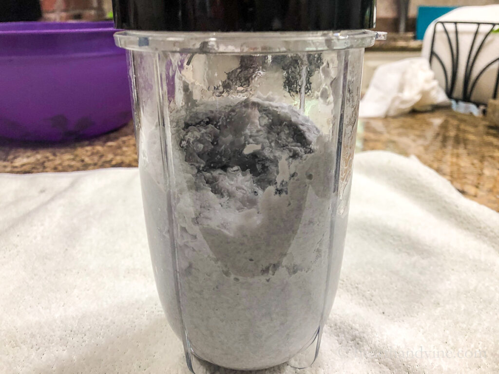 Shredded paper and water pulsed in a blender.