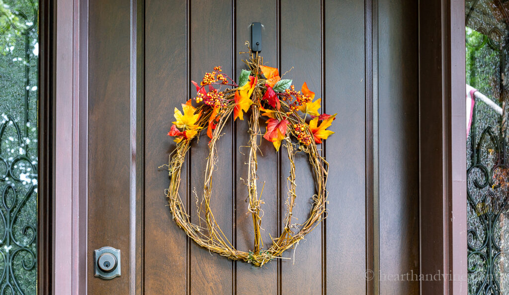 Fall grapevine pumpkin wreath