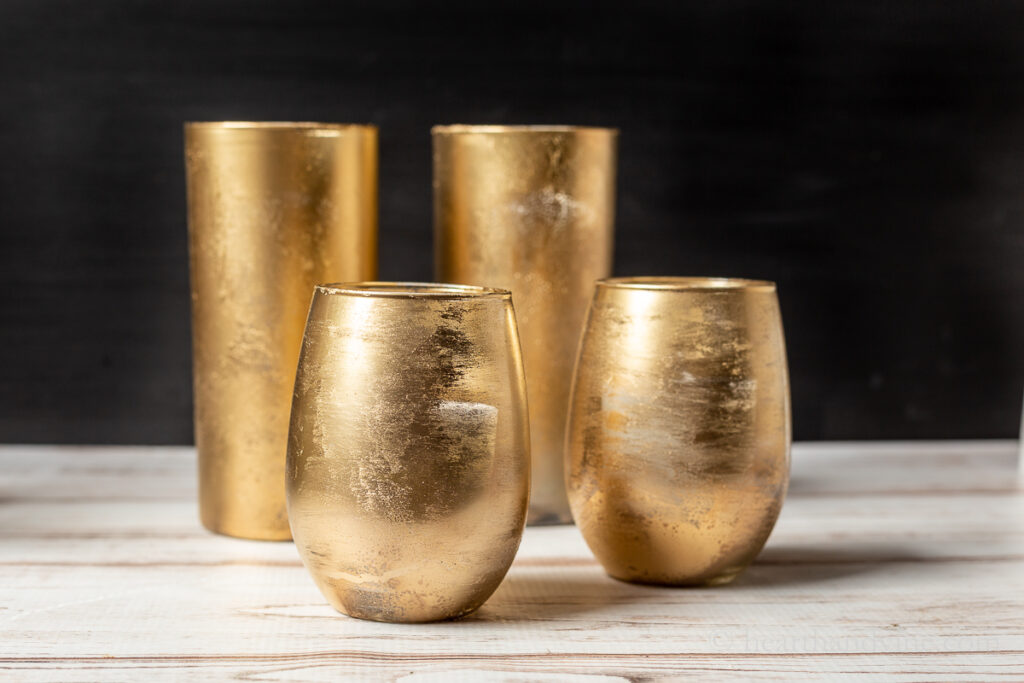 Gold glass deals candle holders