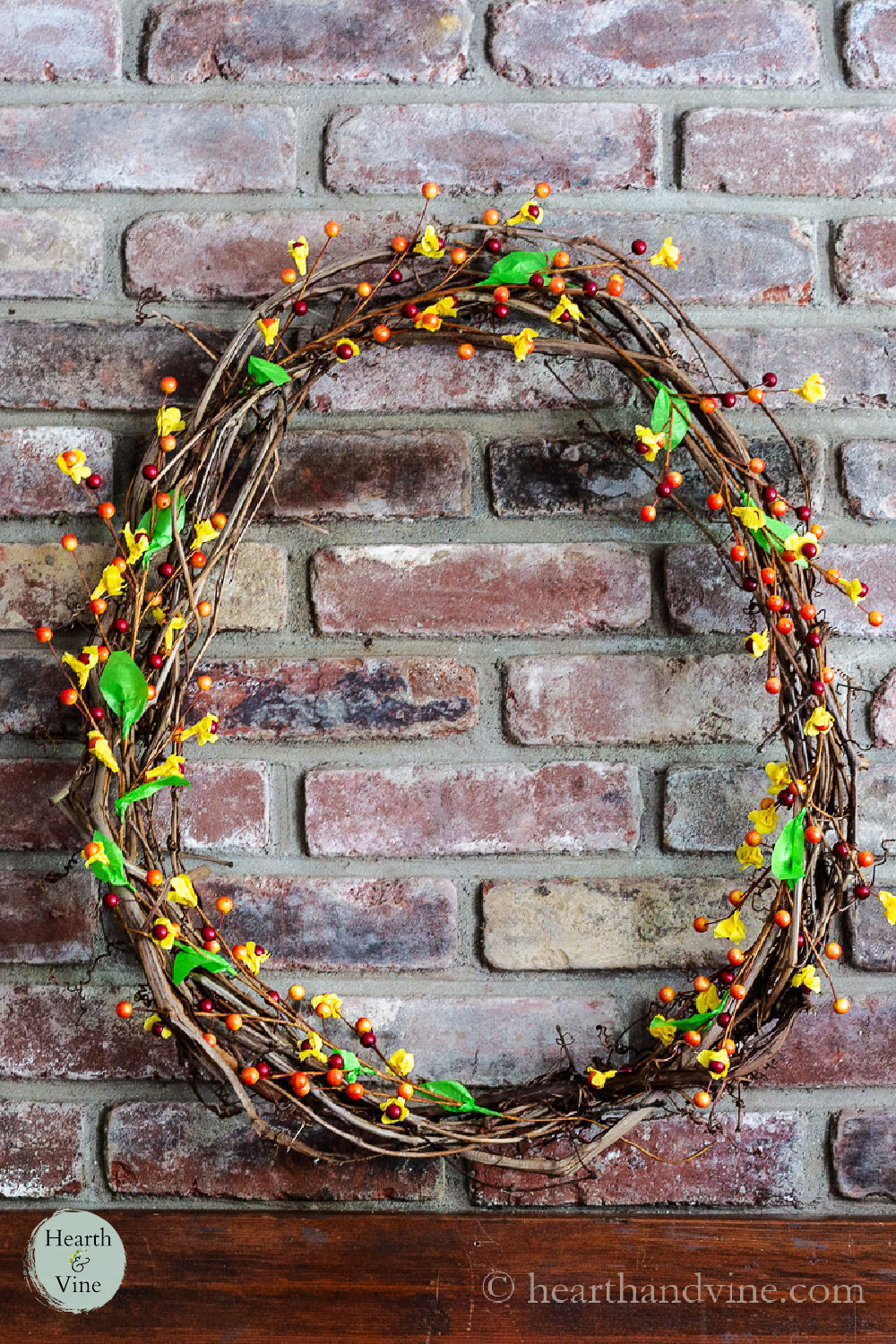 DIY Autumn Wreath Faux Bittersweet and Grapevines Hearth and Vine