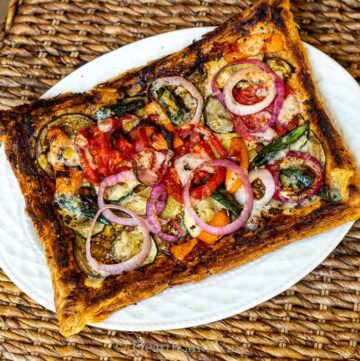 Grilled vegetable puffed pastry tart