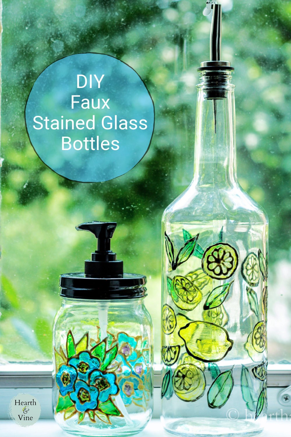 Bottle Art Painting To Look Like Stained Glass Hearth and Vine