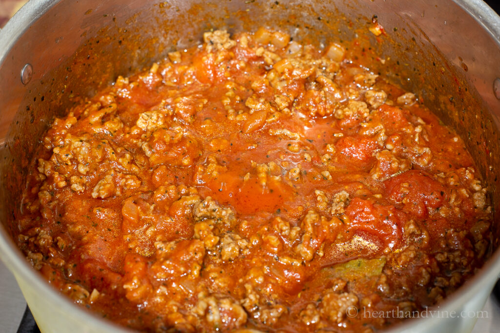 Homemade lasagna meat sauce.